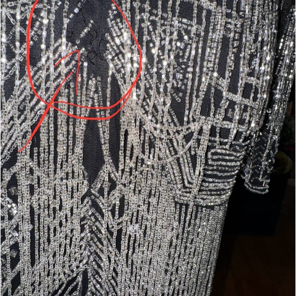 ASOS EDITION beaded fringe and sequin bodycon midi dress in black - Picture 9 of 15